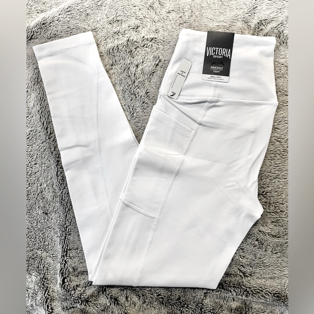 New Victoria’s Secret VSX Sport White Knockout Leggings Tights Size SP